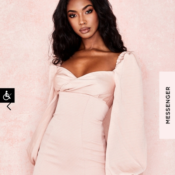 NWT House of CB Dress Medium Aliyah Puff Sleeve - Picture 8 of 14